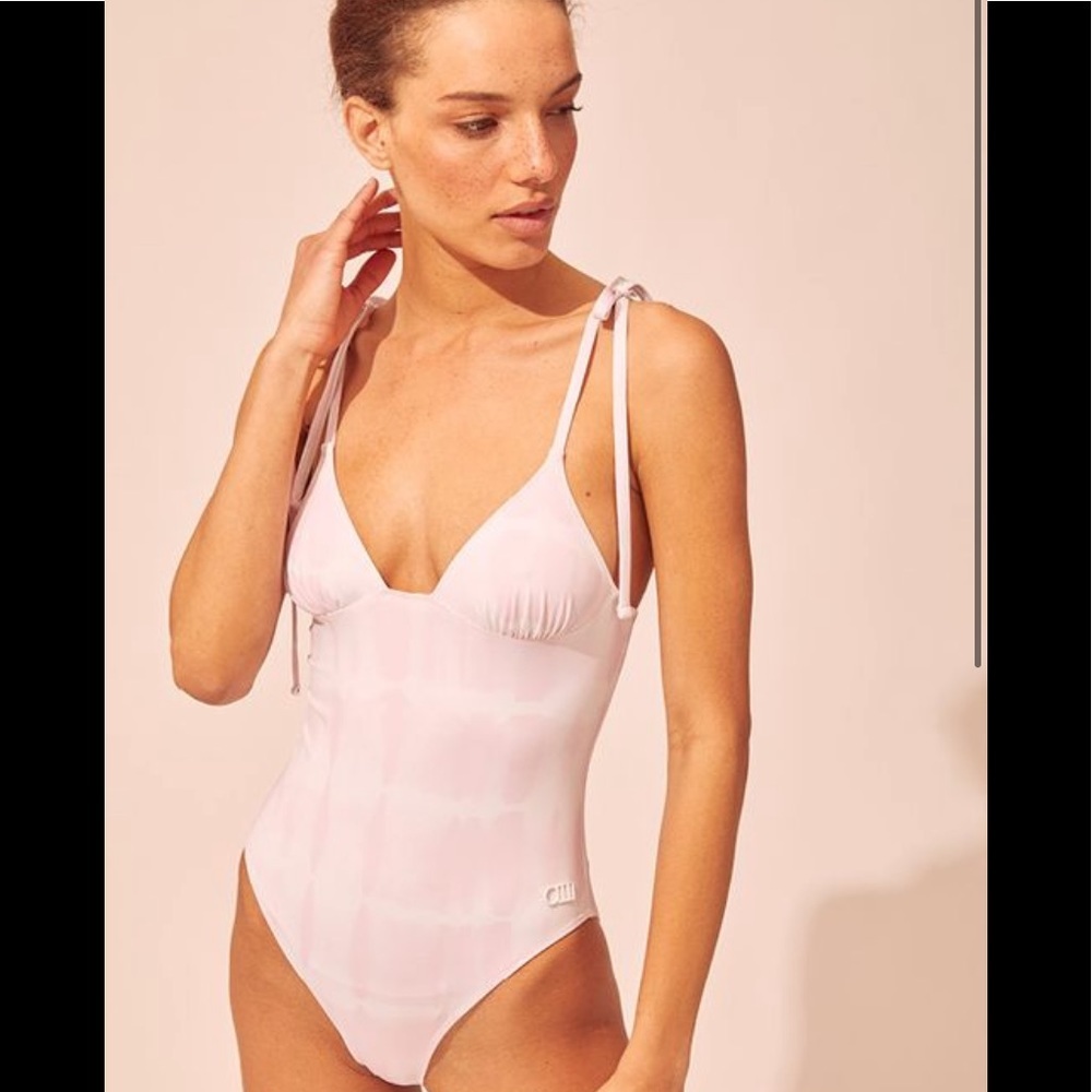Solid & striped pink Olympia ballet tie dye one piece swimsuit size